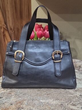 Michael Kors Rare Black Leather Satchel Shoulder Large Bag w/dust bag